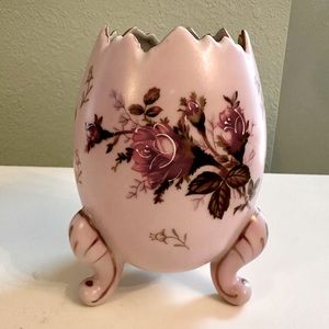 Napcoware - Beautiful Vintage Floral Pink Cracked Egg Vase - Perfect condition!